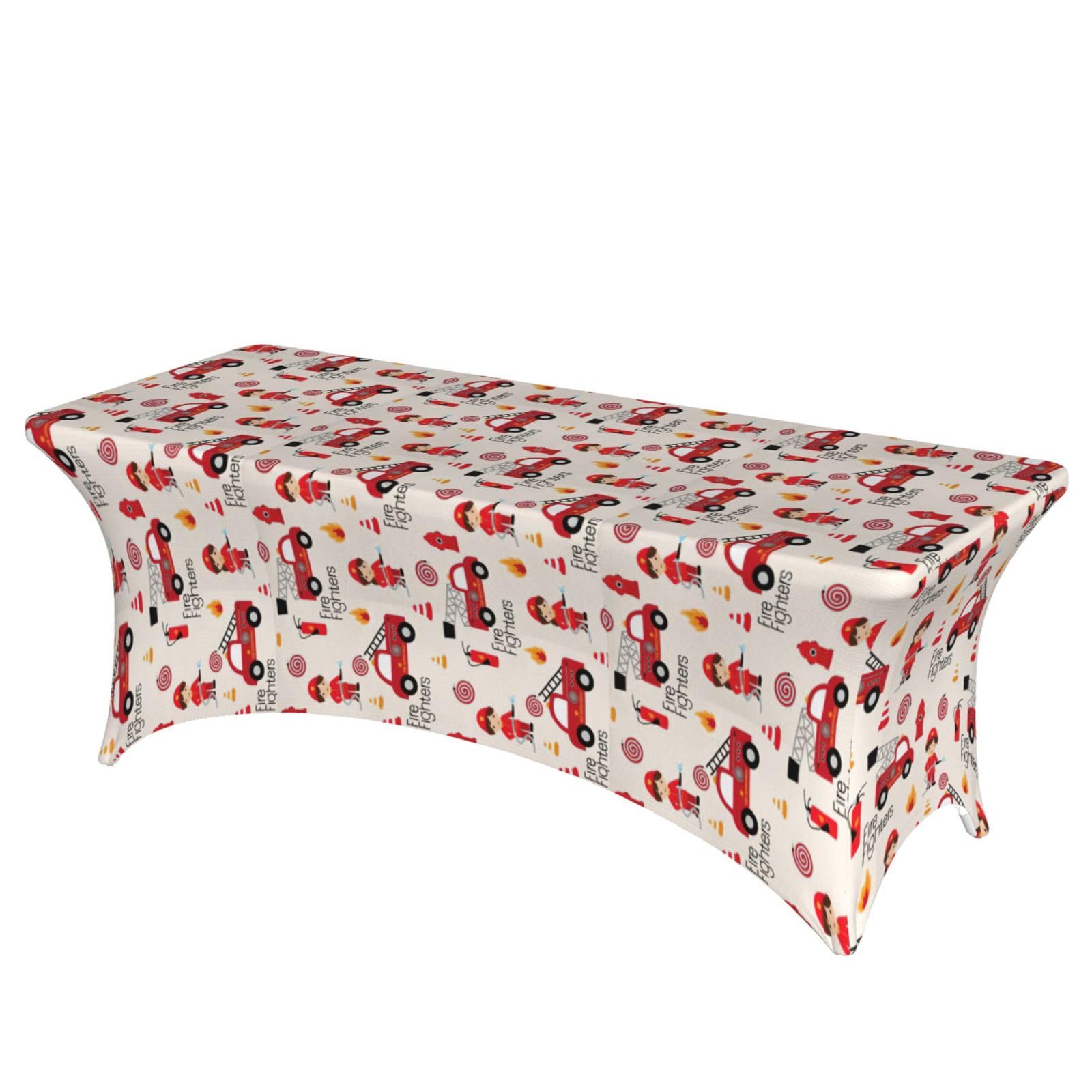 NImongt Little Boys And Girls In Firefighters Print Elastic Rectangular Tablecloth Holidays Family Banquet Wedding Party Table Cover