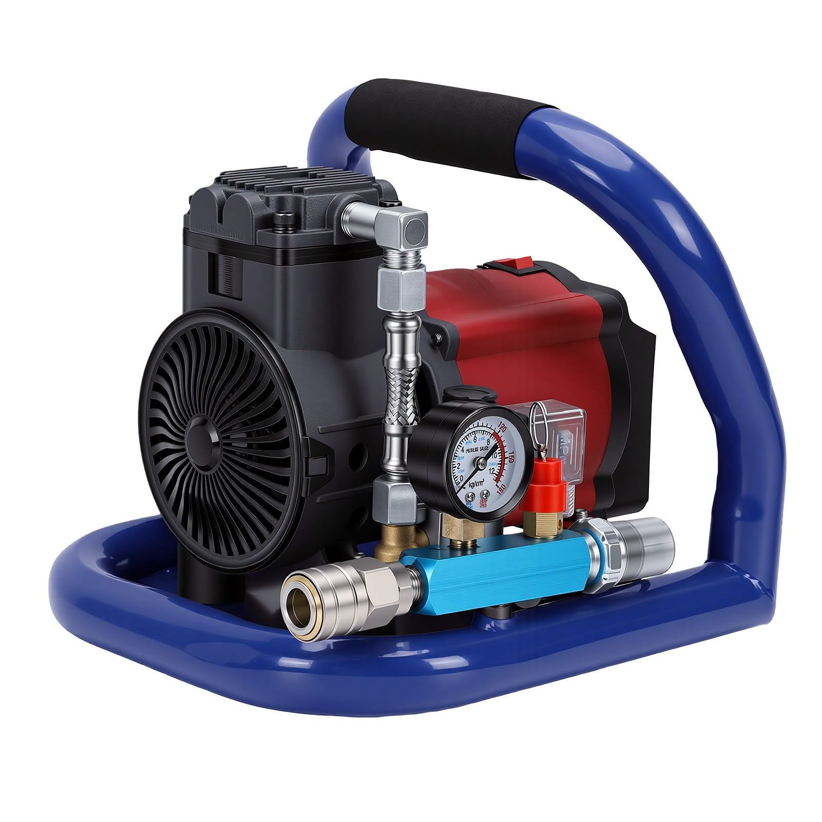 banapoy Compressore d'aria a Batteria 350 W 0-2800 Giri/min, Serbatoio da 1,5 Litri Pompa d'aria a Batteria a 7 Bar Silenzioso per BL 1815 BL 1820 BL1830, per Gonfiaggio Pneumatici Auto