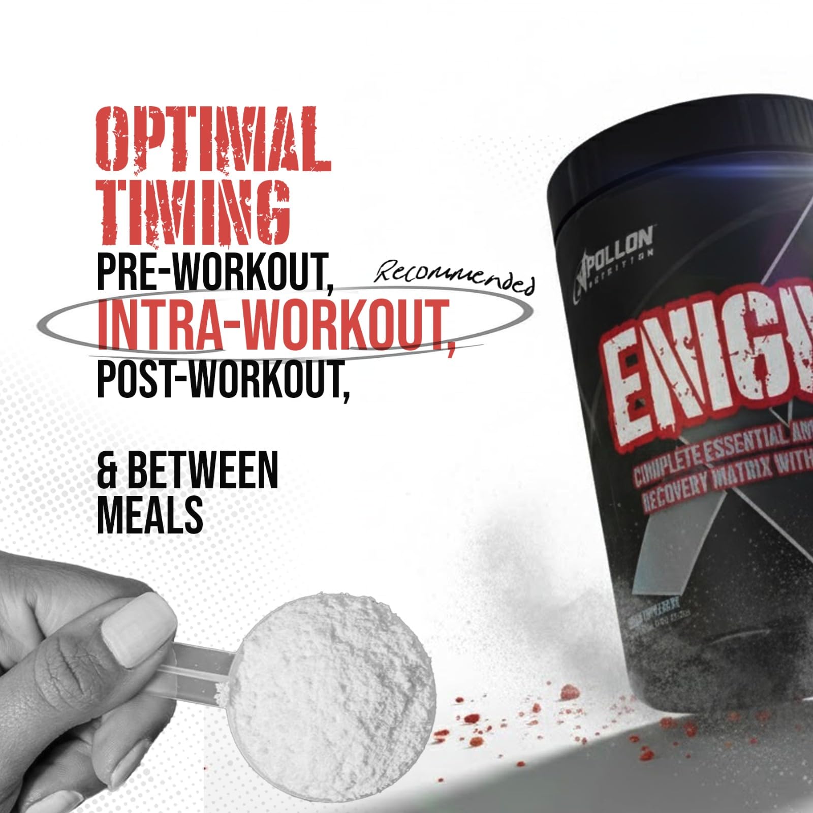 Apollon Nutrition Enigma – Complete EAA + BCAA Recovery Matrix | 23.5g Total Aminos, 5g Leucine | Glutamine + Electrolytes | 40 Serving, Strawberry Margarita — Amazon image 5