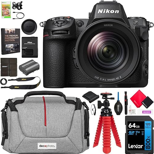Nikon Z8 Professional Full Frame Mirrorless 8K Video & Stills Hybrid FX Camera with 24-120mm F4 S Lens Kit 1698 Bundle with Deco Gear Photography Bag + 64GB Card + Photo Video Software & Accessories