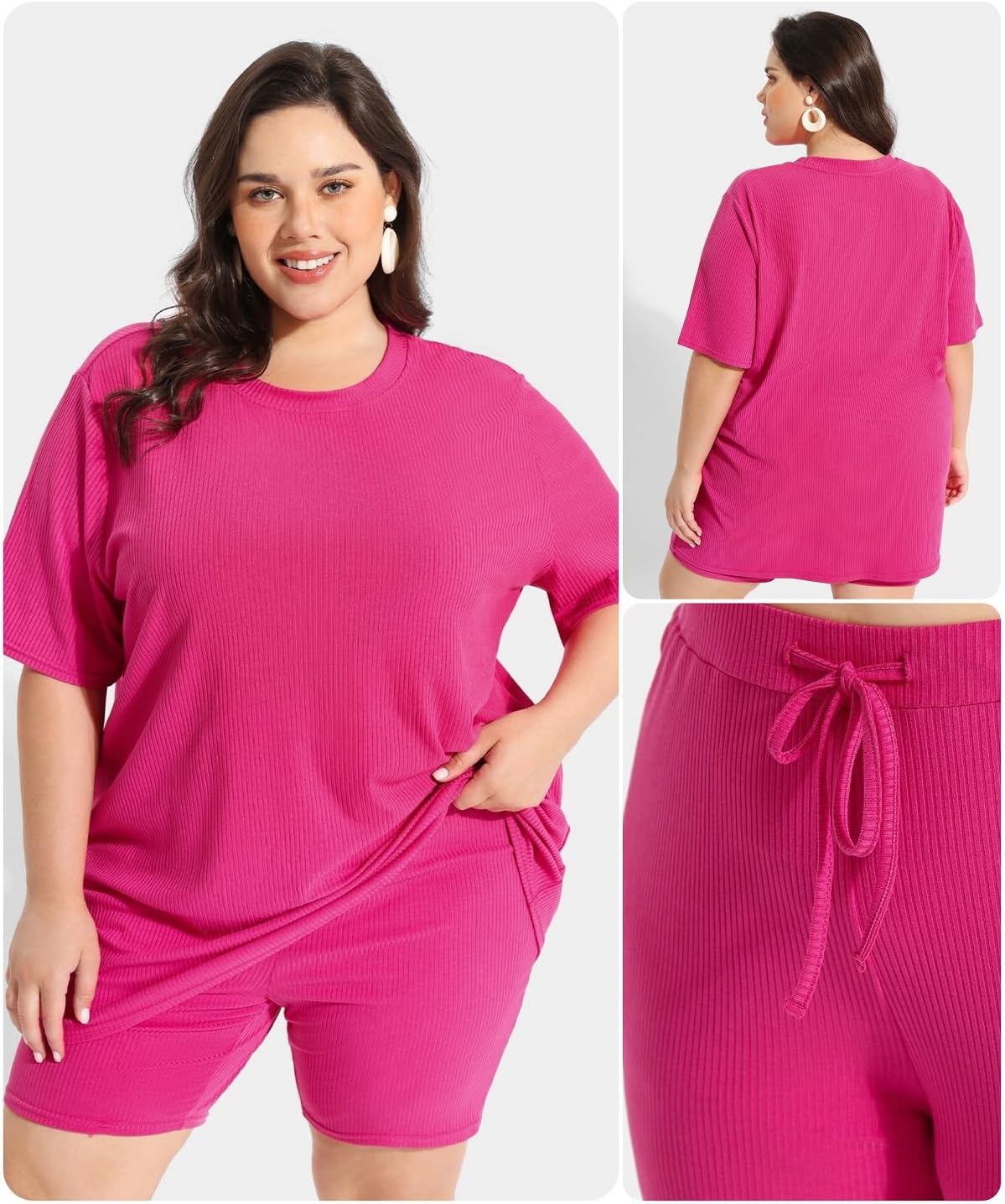 Ritera Womens Plus Size 2 Piece Outfits Summer Short Sets Lounge Set Tops & Shorts Track Suit Matching Set XL-5XL - Image 4