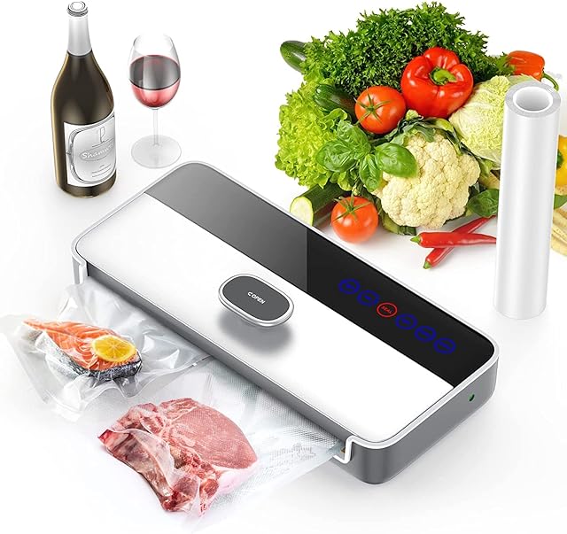 Vacuum Sealer Machine - Food Vacuum Sealer Machine Automatic with 120W Super Suction for Sous Vide, Bag Food Sealer Machine with Dry & Moist Modes for Food Preservation, Vacuum Sealer bags Included