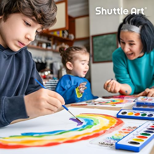 Miniatura 6 de Shuttle Art Juego de pintura de acuarela de 8 colores a granel, paquete de 40, juego de pintura de acuarela con pinceles para niños y adultos,