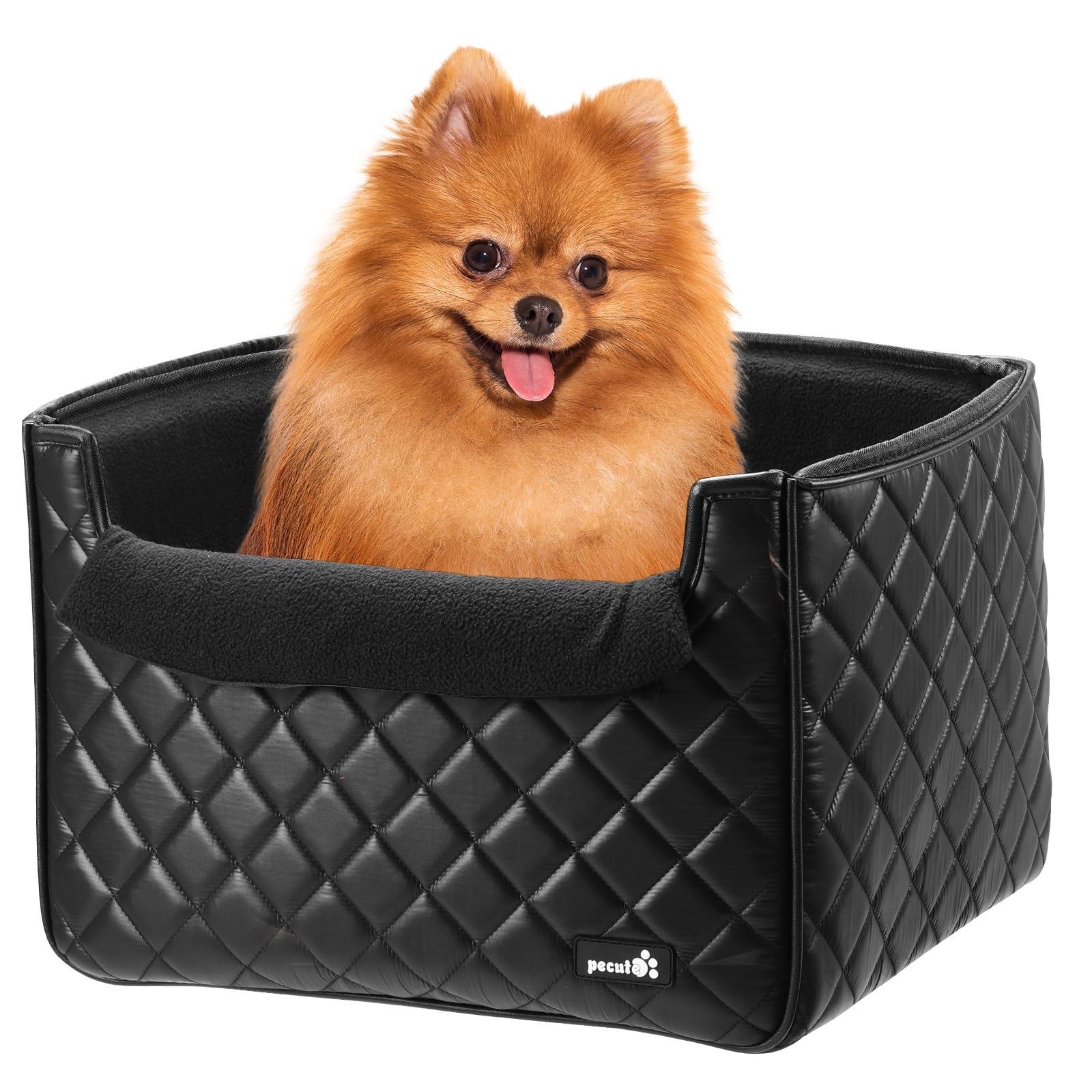 Pecute Seggiolino Auto per Cani Elegante in Piumino, Seggiolino Auto Cane con 2 Opzioni di Altezza con Custodia, Auto per Cani di Taglia Media Piccola con Guinzaglio di Sicurezza, Peso Fino a 13.6 kg