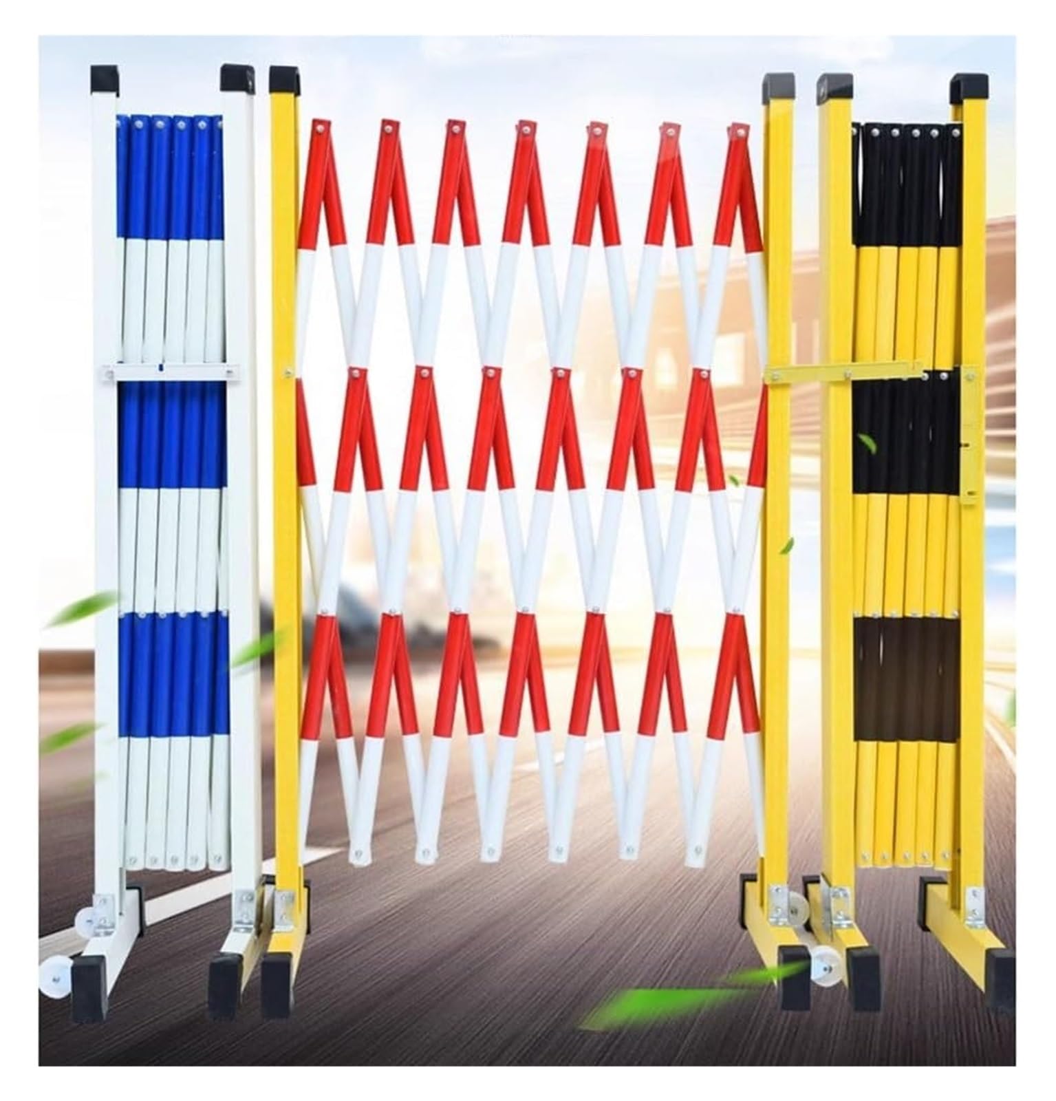 LWJSOCP Retractable Traffic FenceExpandable Metal Barricade Folding Safety Barrier Gate for Garages & Schools Mobile Crowd Control Yellow & Black 1.2x4m