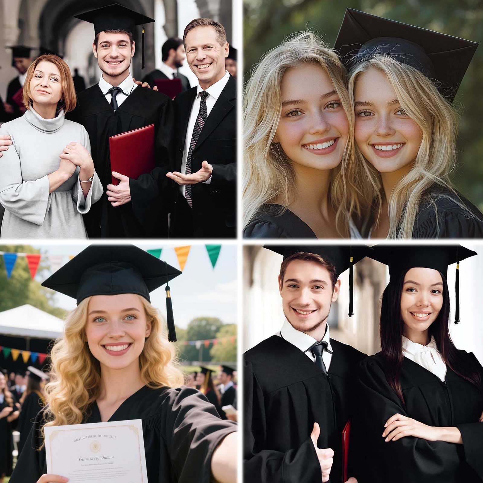 Sombrero y Ropa de Graduacion Hombre Mujer, Conjunto de Traje de Graduación, Graduación Toga Adulto, Toga y Birrete Graduacion, Adecuado para graduados de Secundaria y Universidad, Unisex