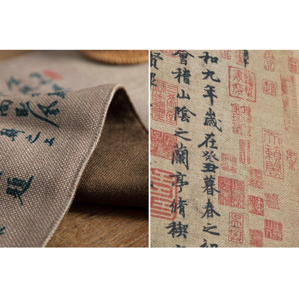 Tovaglia Cinese da Tè, Tavolo Decorativo, Copritavolo Retrò Lino, Tessuto Spesso e Testurizzato, Antiscivolo, per Sala da Pranzo e Outdoor