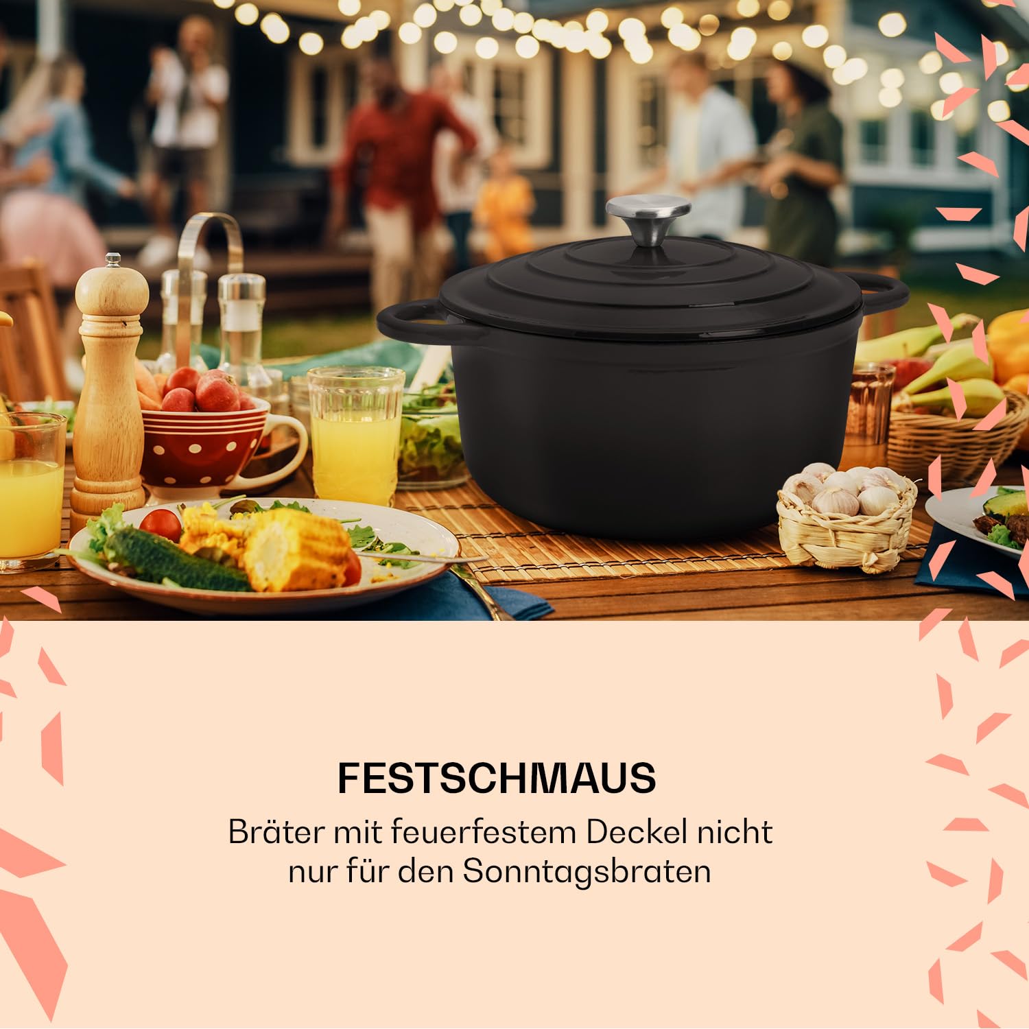 Toci Bräter aus Gusseisen für Induktion, 5,5L Emaillierte Schmortöpfe mit Deckel, Schmortopf Klein Backofengeeignet, Gusseiserner Bräter für Backofen, Spülmaschinenfester Emaille Topf, Dutch Oven