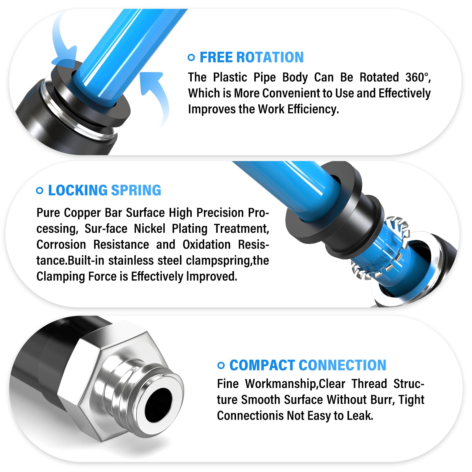 TAILONZ PNEUMATIC wit mannelijk recht 6mm buis OD x M5 draad Push to Connect koppelingen PC6-M5(Set van 10