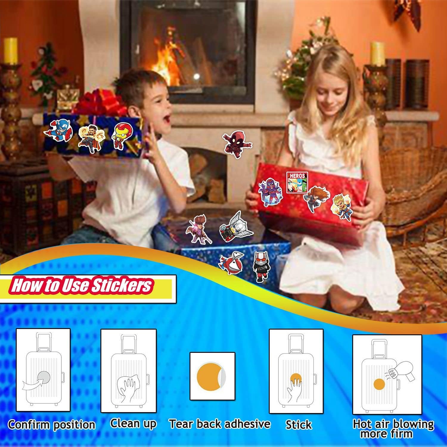 Superhero Stickers for Water Bottles Waterproof,100pcs Laptop Stickers for Boys Kids Teens Adults,Vinyl Bumper Stickers for Skateboard Luggage Guitar Motor Bike Car Decal Cool Party Favors : Toys & Games