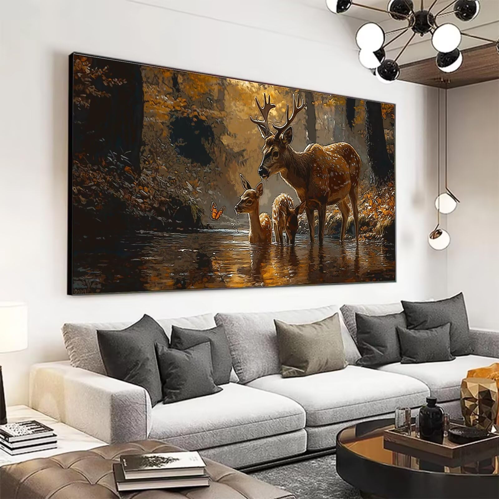 Peinture Numero Adulte Cerf Peinture Par NuméRos Grand Format Animal Loisirs CréAtifs Adultes Enfant DIY NuméRo D'Art Complet Kit DéButants ,Cadeau GarçOns Filles 3+ Ans, Sans Cadre 60x120cm M-111