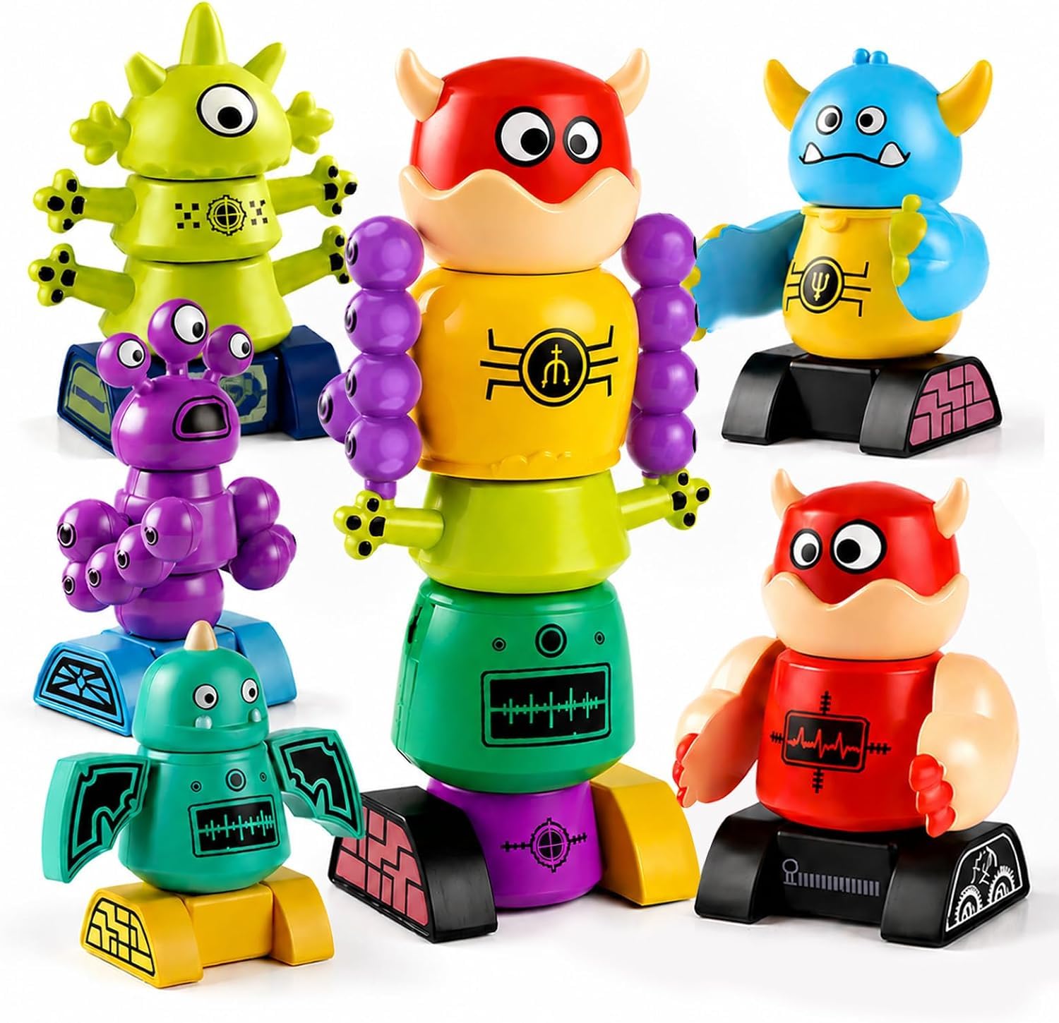 Magnetic Toys for Kids 3 4 5 6 Years Old, 35 PCS STEM Robot Building Blocks with Storage Box, Educational DIY Magnet Stacking Playset for Toddlers, Creative Preschool Gift for Boys Girls, Monster
