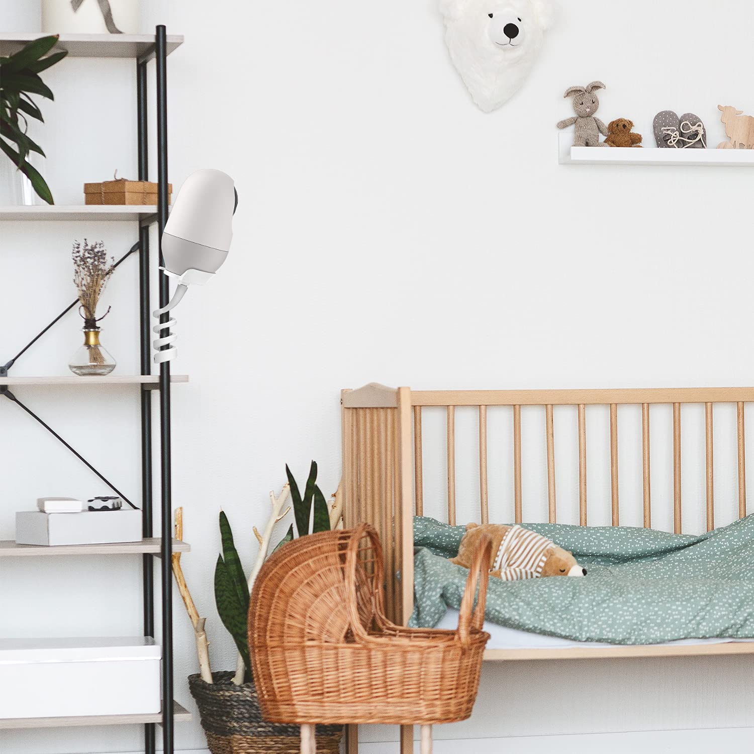 HOLACA Nooi e Supporto flessibile baby monitor fotocamera 2K telecamera sorveglianza interna bianco