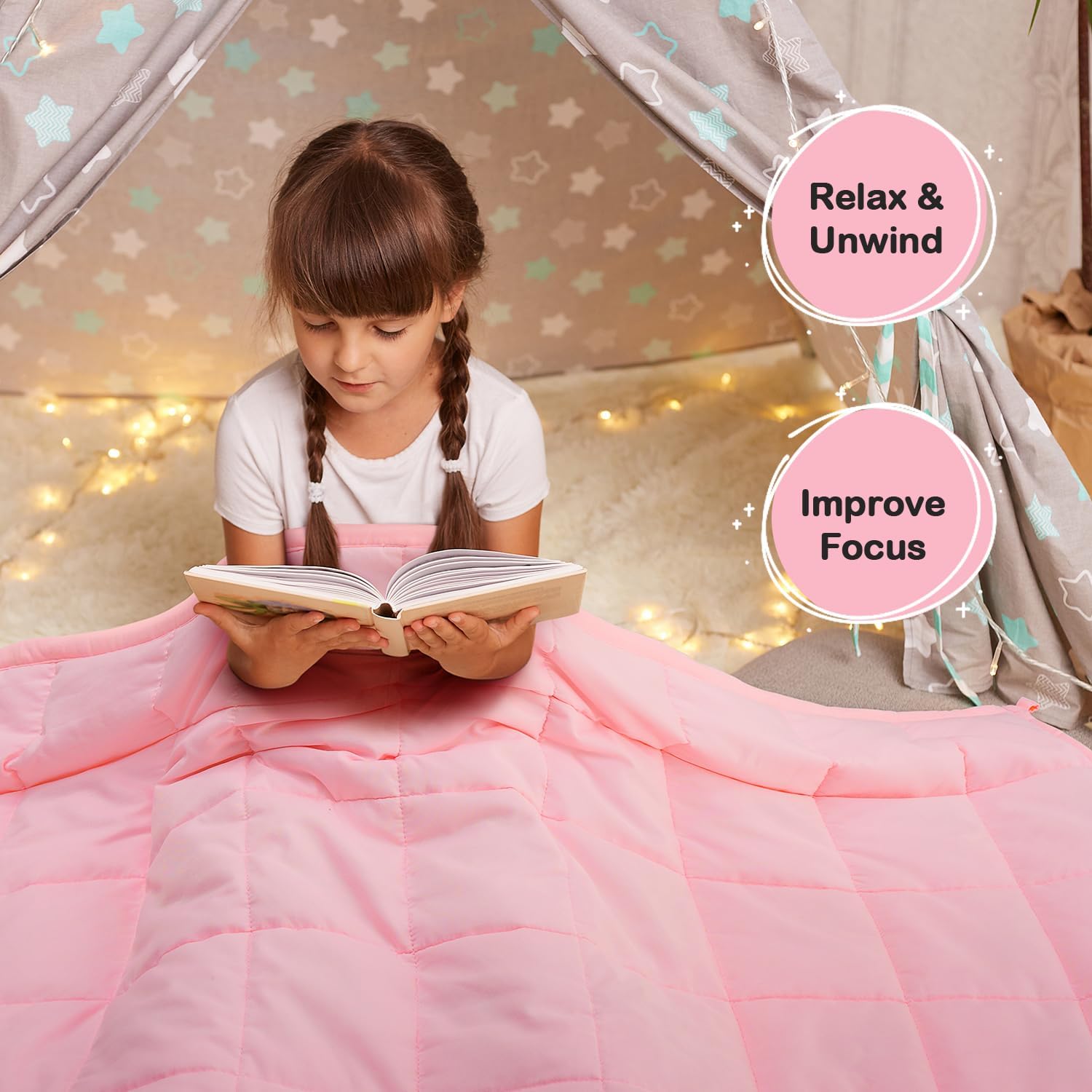 Kivik Weighted Blanket 3 lbs, Small Weighted Blanket 3 Pounds, Mini Heavy Blanket Throw, Breathable Cooling & Warm Blankets, Machine Washable, 36x48 Inches Pink - Image 3