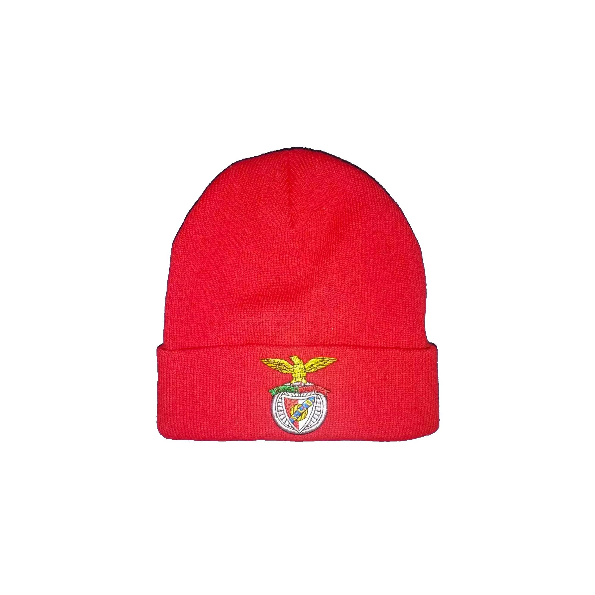 SL Benfica Official Football Crest Beanie Hat - 100% Acrylic, Red, Unisex Benfica Bronx Hat