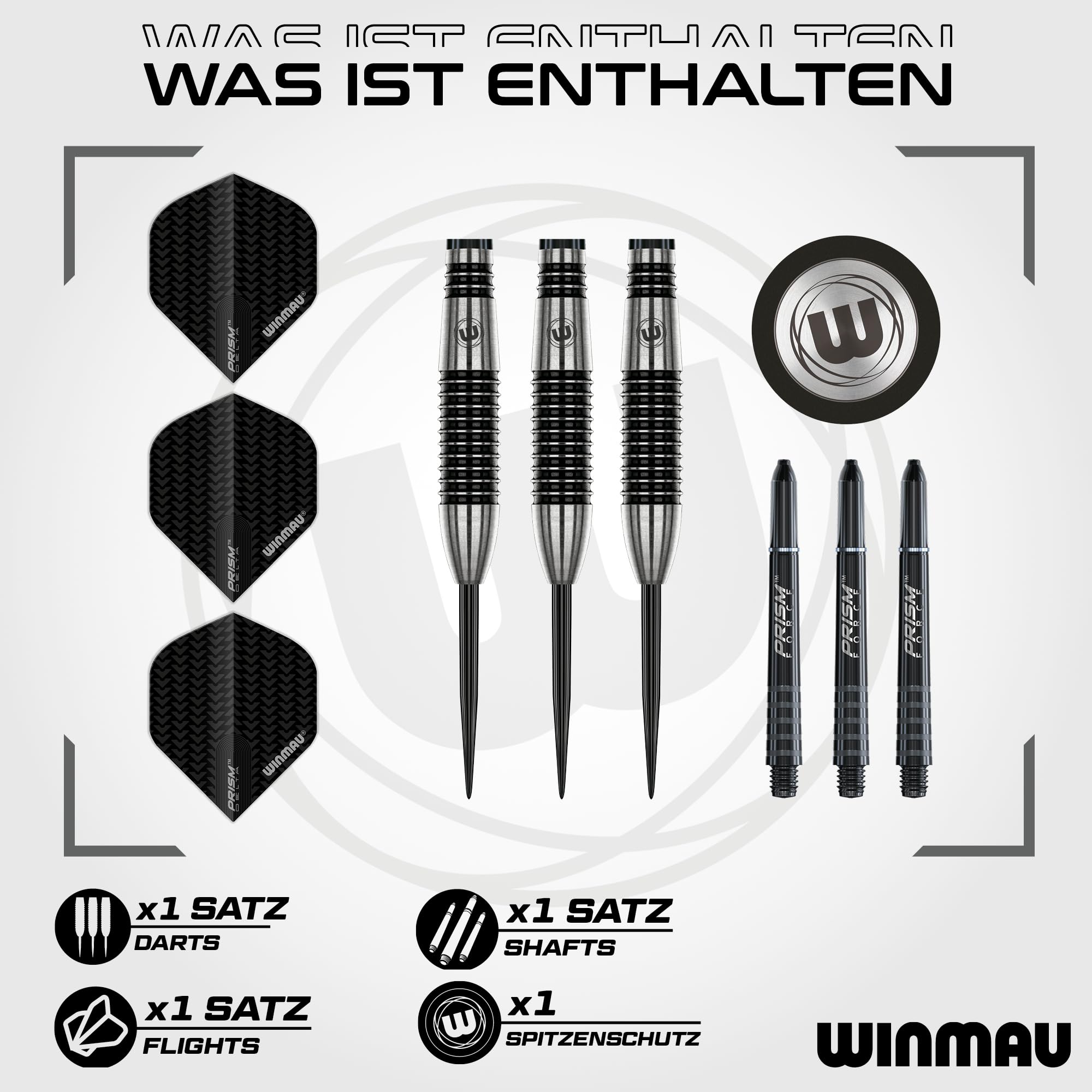 WINMAU Darts Blackout Series | 90% Tungsten Dartpfeile – Profi Dartpfeile Metallspitze mit Flights & Shafts | Parallel Steeldarts 21g, 22g,23g, 24g, 25g, 26g & 28g & Torpedo 23g, 24g, 25g & 26g