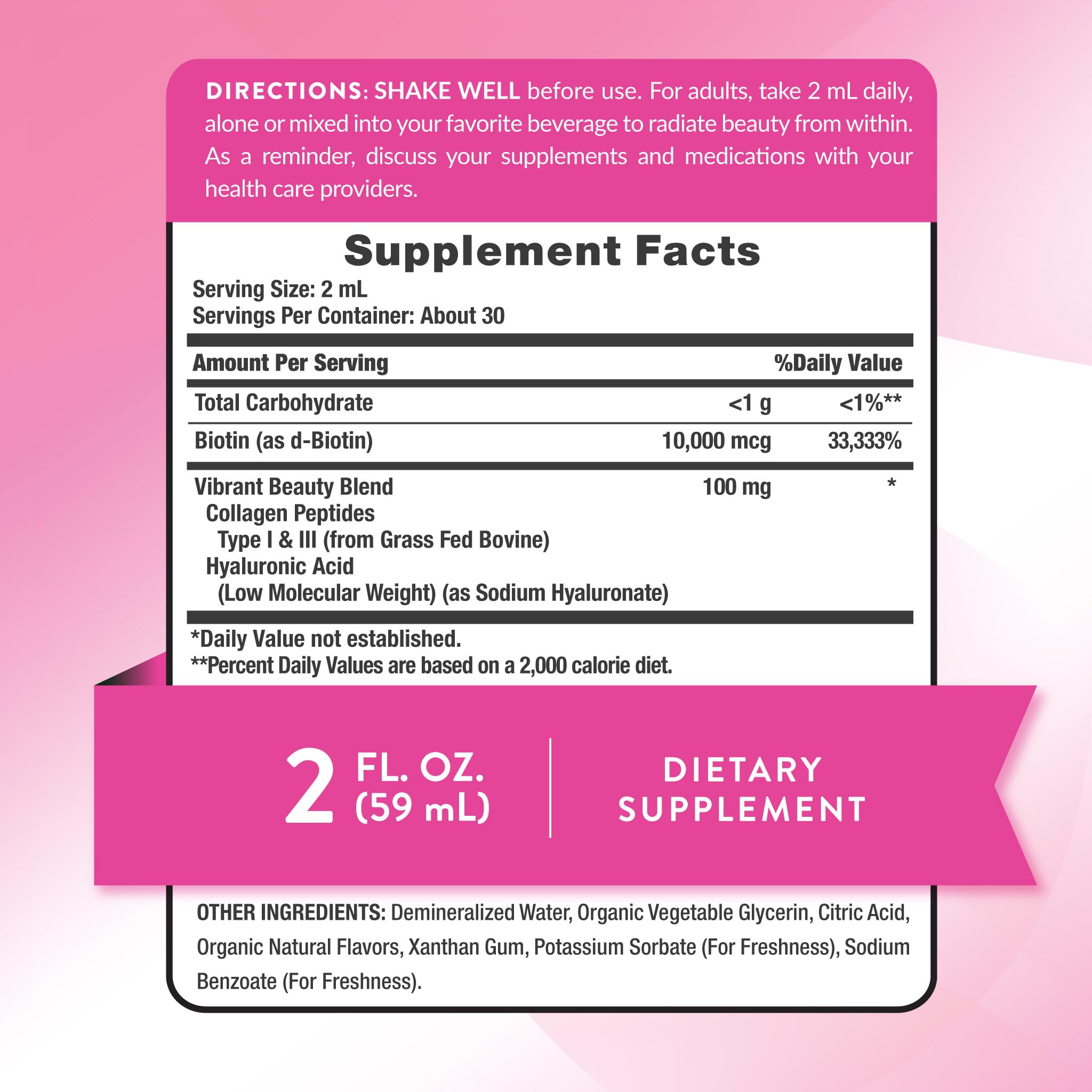 Nature's Truth Liquid Biotin and Collagen | 10,000mcg| 2 fl oz — Amazon image 2