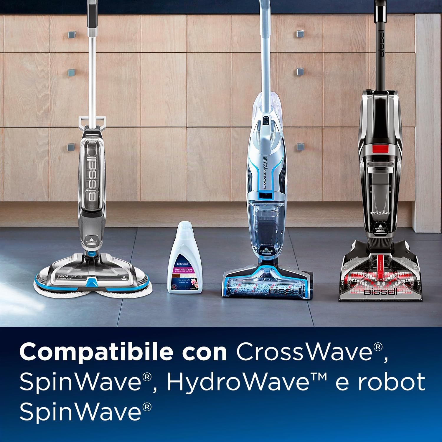 BISSELL CrossWave Accessori Set Confezione Valore | 2 x Rullo Spazzola Multi-Superficie | 2 x Filtro | Originale 1 x 1L Detergente Multi-Superficie
