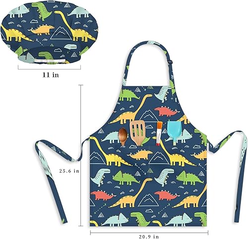 Miniatura 7 de Delantal para niños, delantal unisex con correa ajustable para el cuello, delantal de cocina para cocinar, pintar y hornear