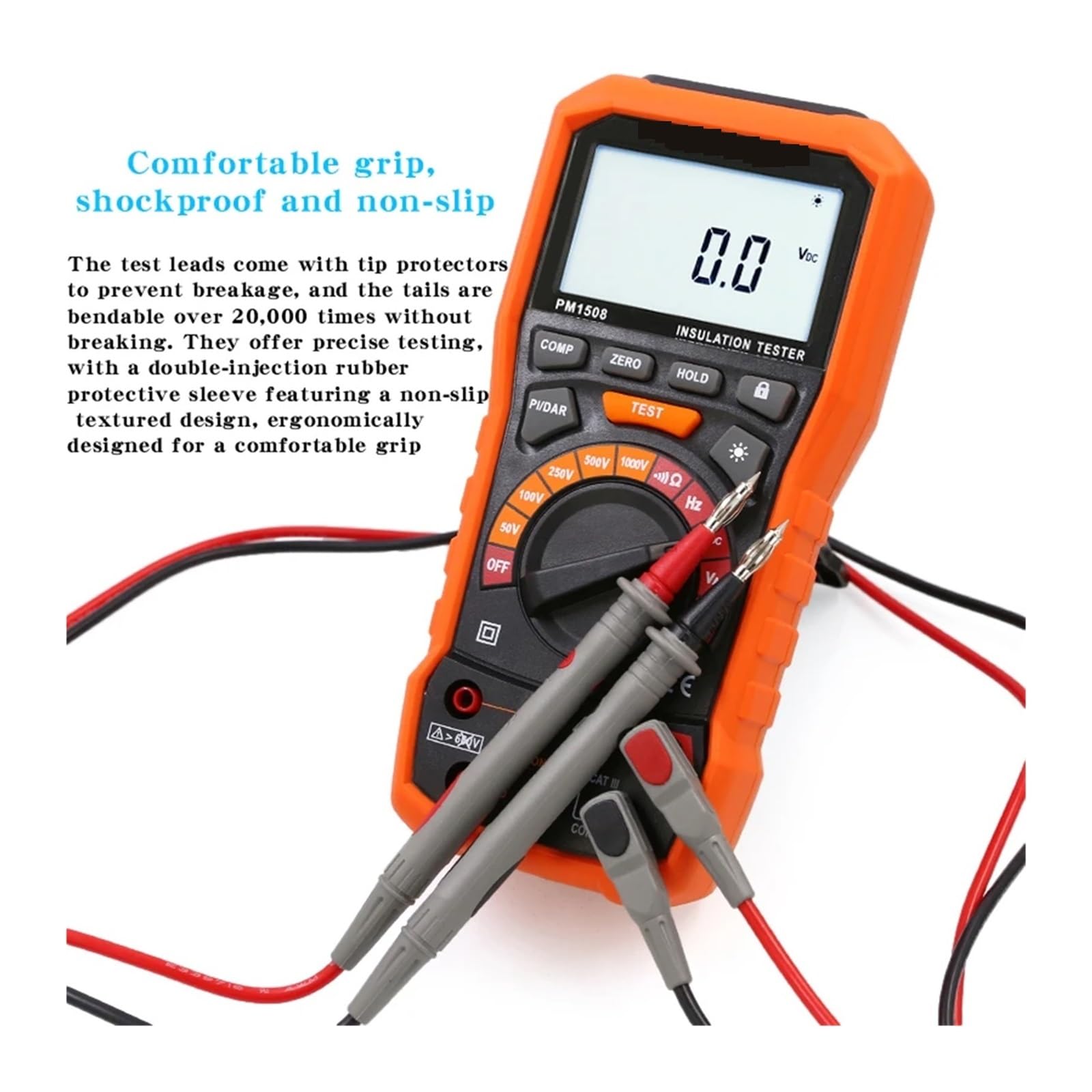 PM1508 Tester di Resistenza di Isolamento Portatile ad Alta precisione, misuratore di Resistenza di Isolamento megaohmetro elettronico