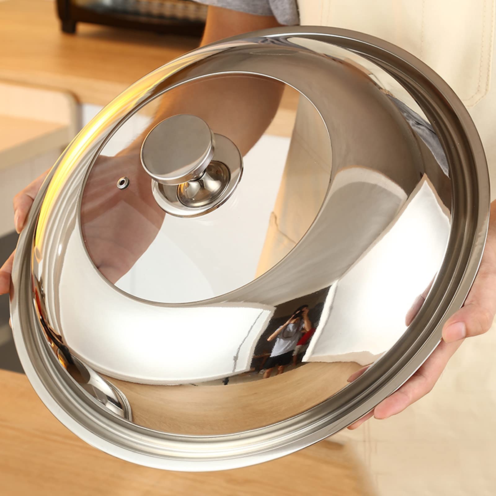 Couvercle De Casserole En Acier Inoxydable 40 Cm – Multifonction, Résistant Chaleur Et Facile à Nettoyer
