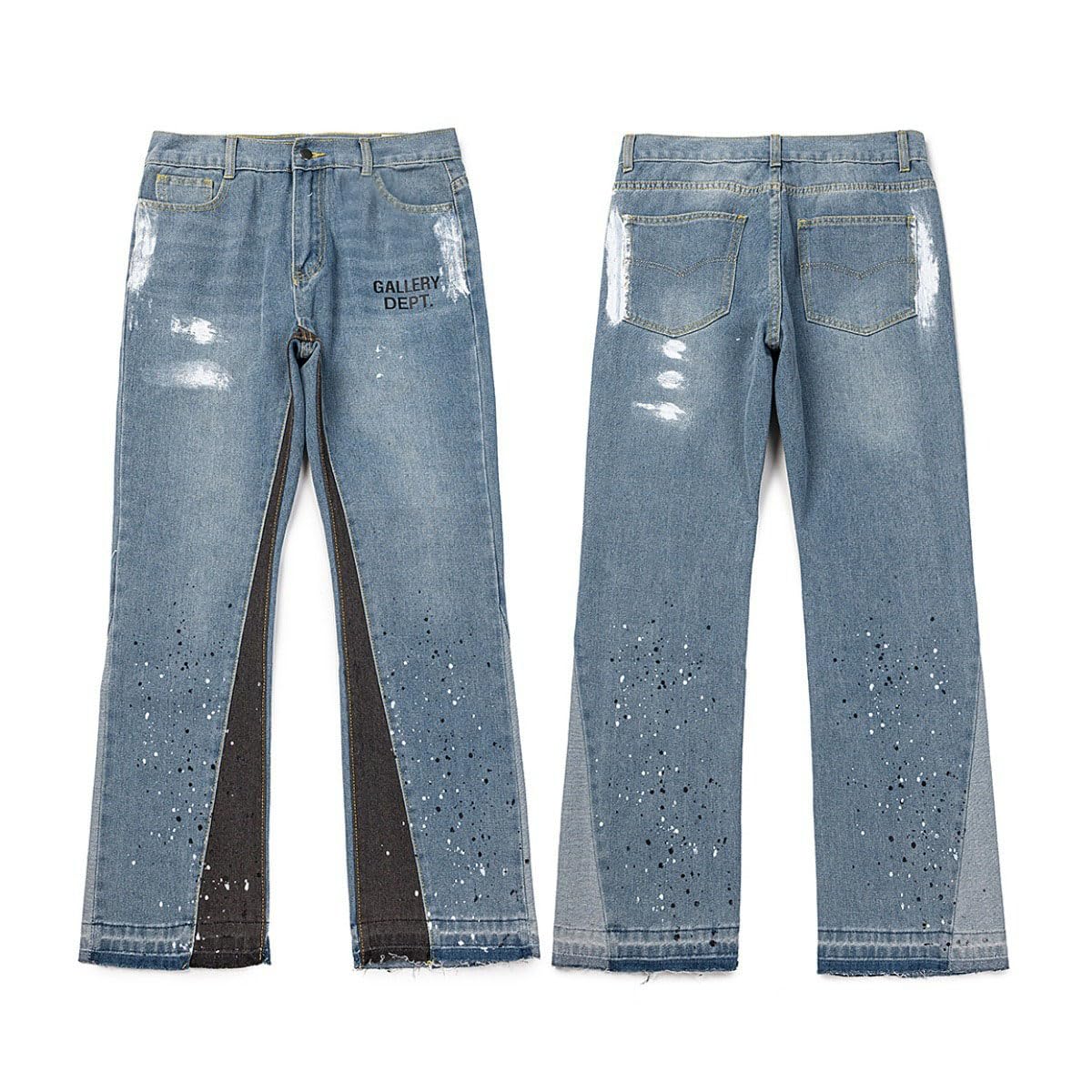 Genérico Vaqueros De Pareja Retro Nostálgico - De Moda Suelto Ajuste, Estilo Callejero, Lavado Micro Flamed, Patchwork Negro Y Azul, Unisex para Señoras Y Hombres