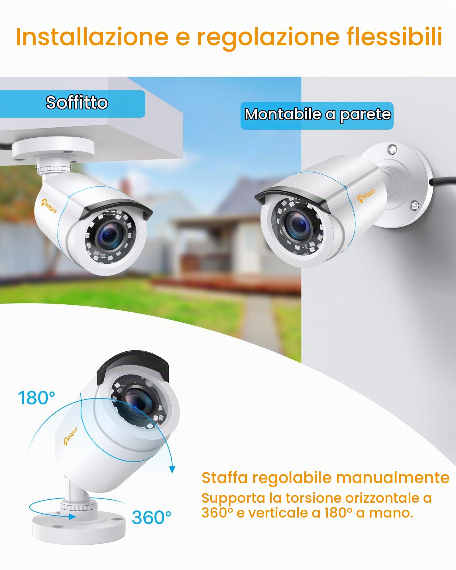 Anlapus 4pcs 1080P Telecamera Analogica per DVR Kit Videosorveglianza, 20M Visione Notturna, Bianco