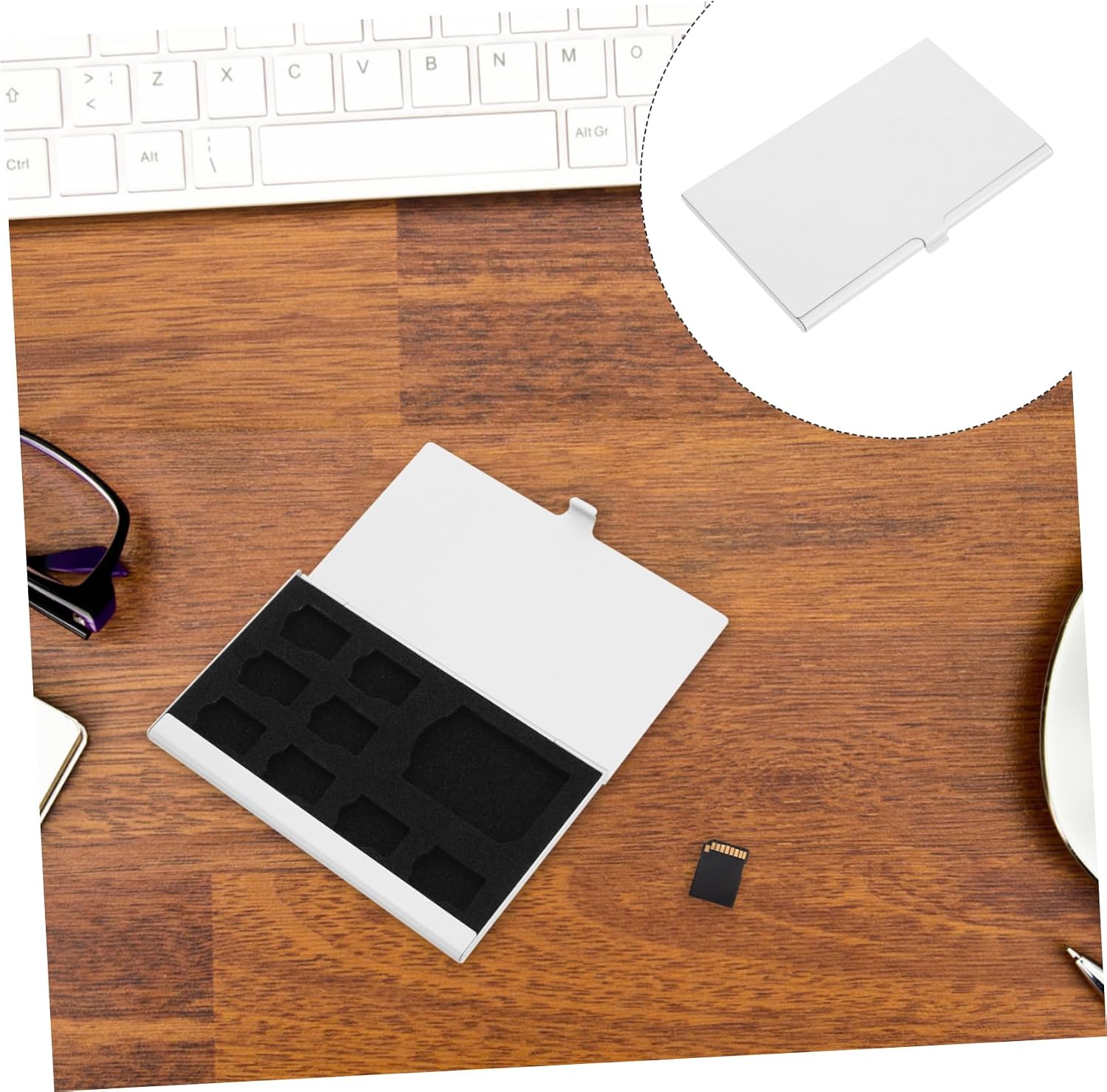 9 Slot Aluminum Alloy Memory Card Case for Pocket Storage