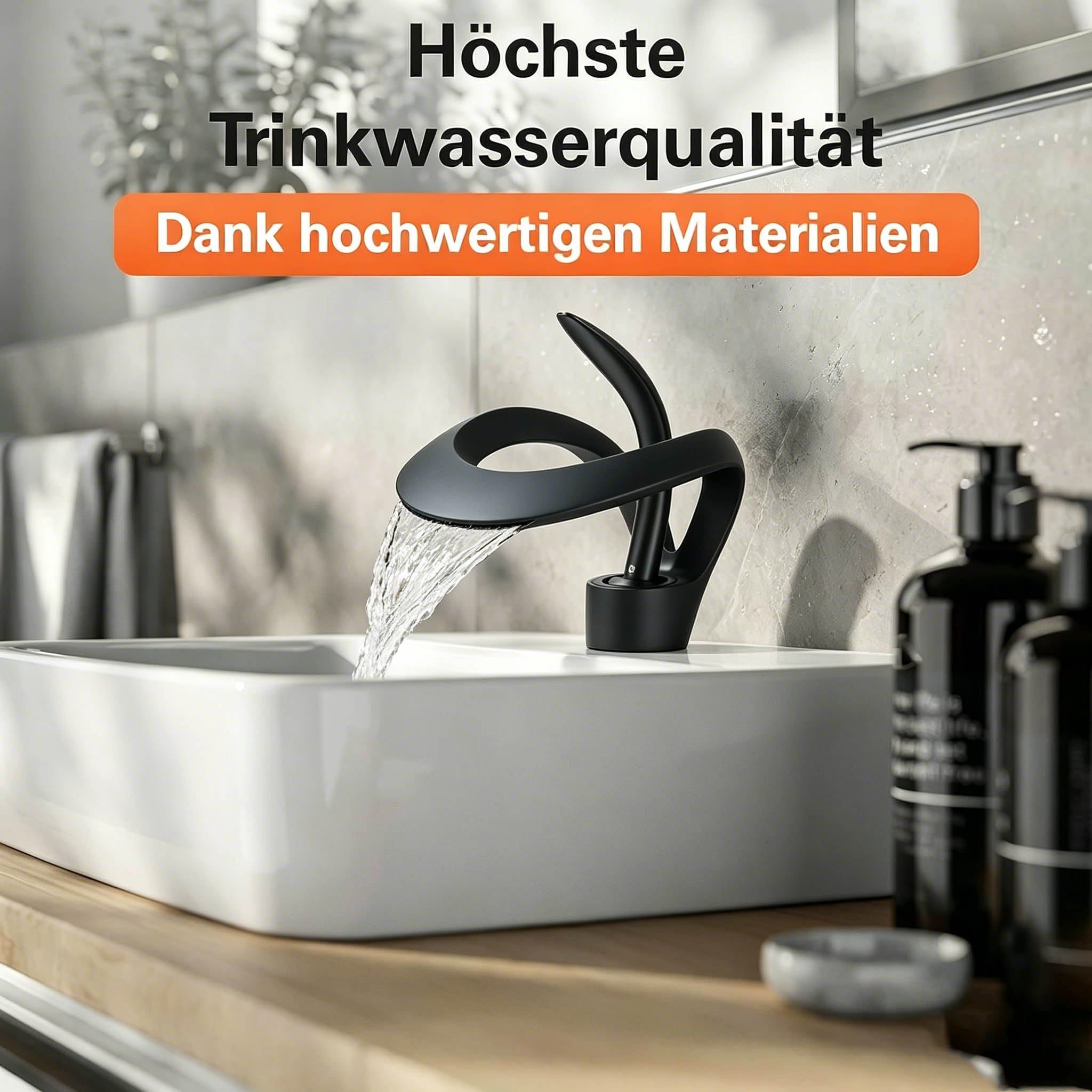 Wasserhahn Bad Einhebel-badarmatur Armatur Badezimmer Mischbatterie Bad Energiesparend Waschbeckenarmatur Einhebelmischer für Badezimmer Schwarz