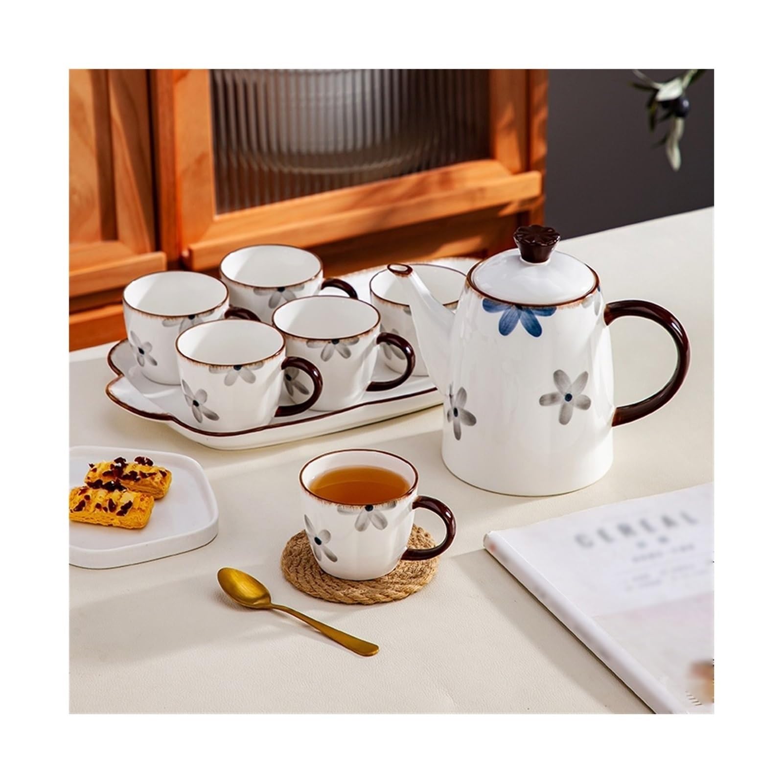 Bere Set di tazze da caffè in ceramica con bollitore freddo 8 pezzi
