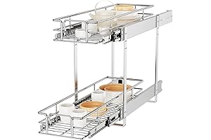Narrow Cabinet Pull Out Organizer: 7.5"W x 21.5"D 2 Tier Spice Rack Kitchen Pantry Organizer