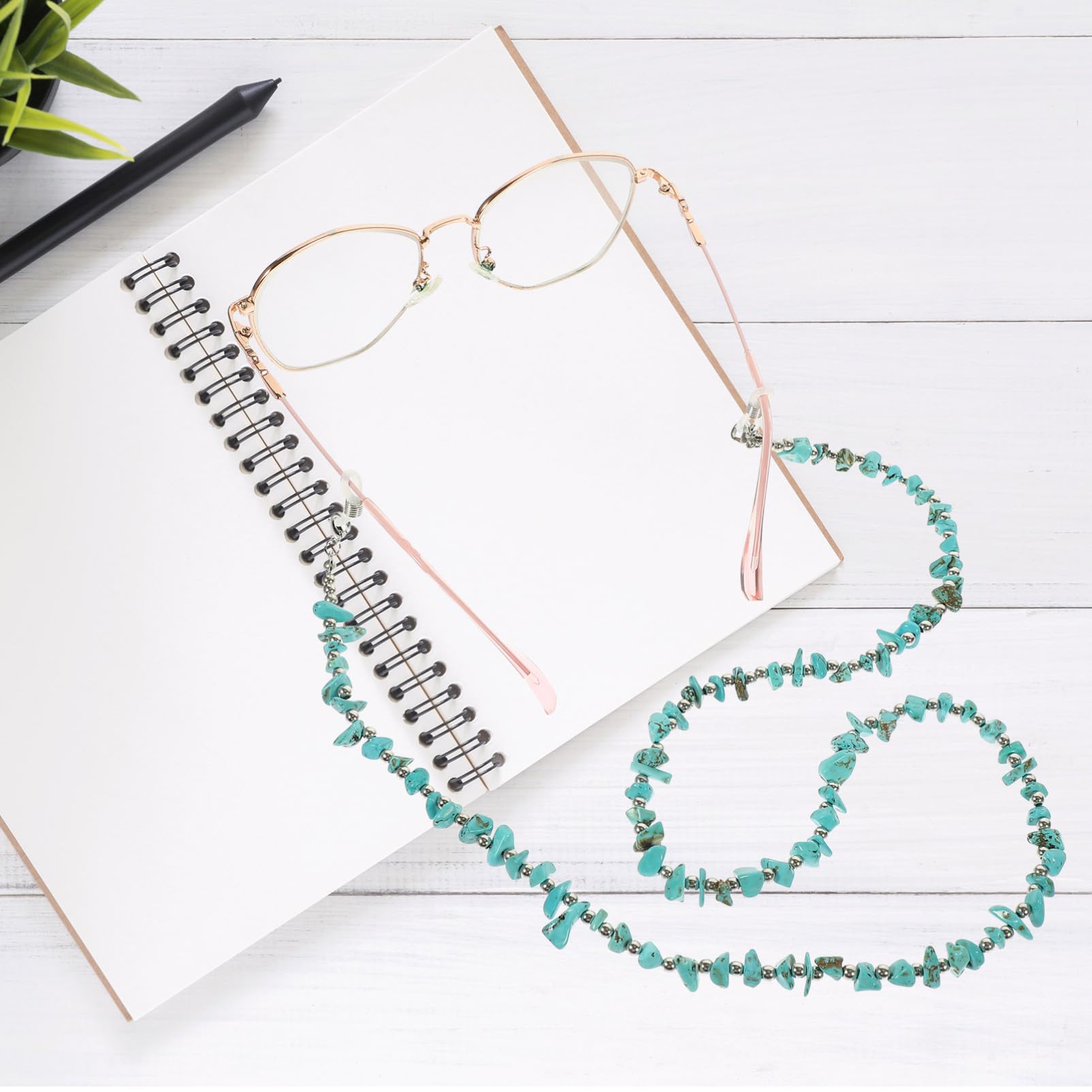 Türkisfarbene Brillenkette brillenband sonnenbrillenkette Anti-Verlust Brillenband brillenketten glasses chain Gläser schützend Sportbrillenseil Brillenperlenkette Legierung