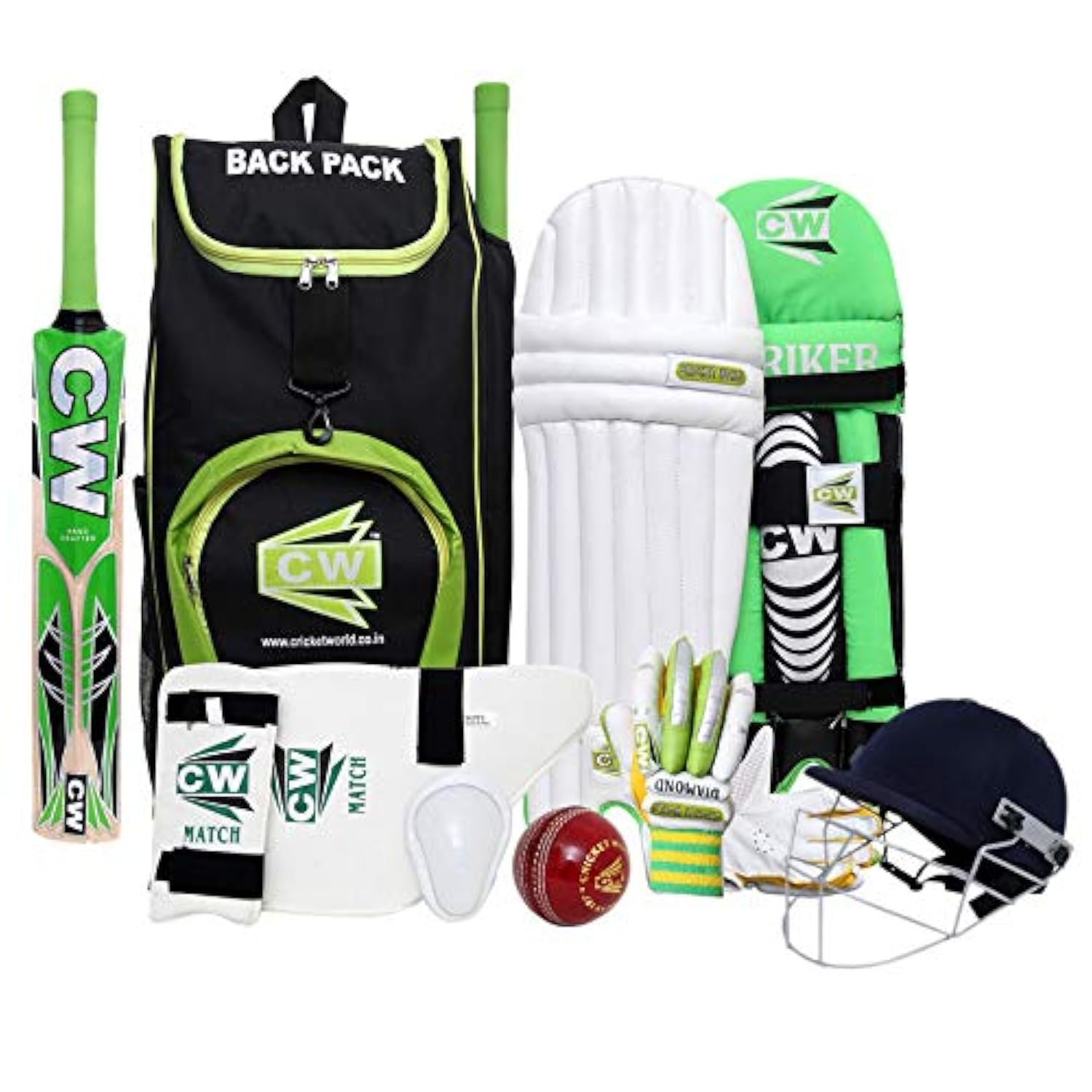 CW Bullet Kashmir Willow Kit All Age Cricket Set All Age Group Complete Cricket Set Official Tournament Quality Cricket Package Cricket Kit Pack Youth Junior Kids Senior Adult Men Size Full Size