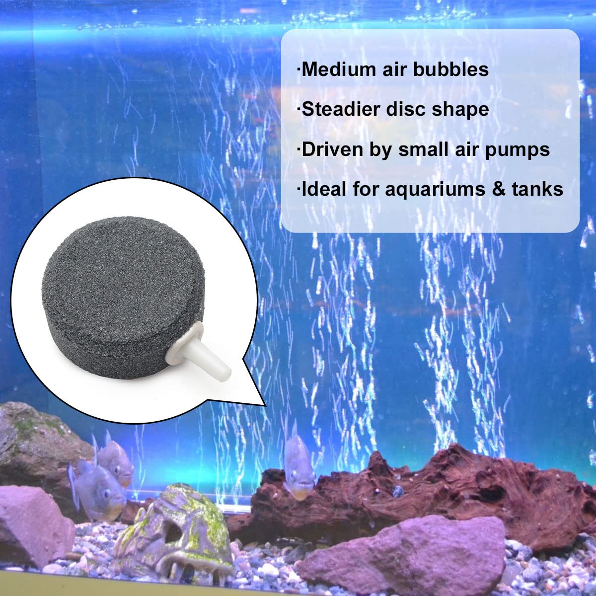 Diffuseur de Pierre d'Air Profond,Aquariums Diffuseur d'Oxygène,2 Pierres à Air Rondes,Pierre à Air pour Aquarium,Aquarium Air Stone,Barboteur pour Aquariums,Pierre pour Bulles d'Air Aquarium,4cm