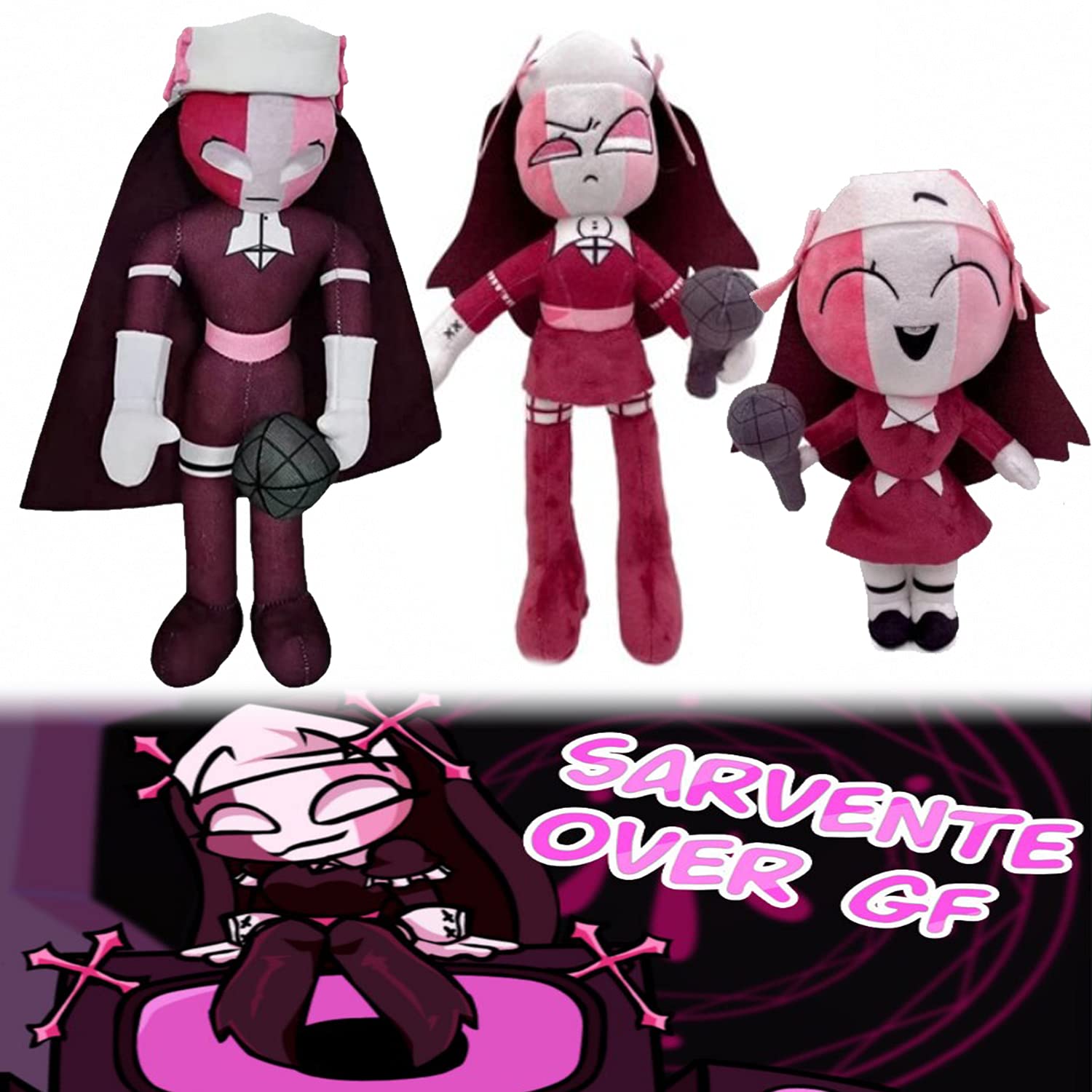 TTKY 1/3Pcs Sarvente Friday Night Funkin Plush,Soft Stuffed FNF Sarvente Plush for Game Fans (All)