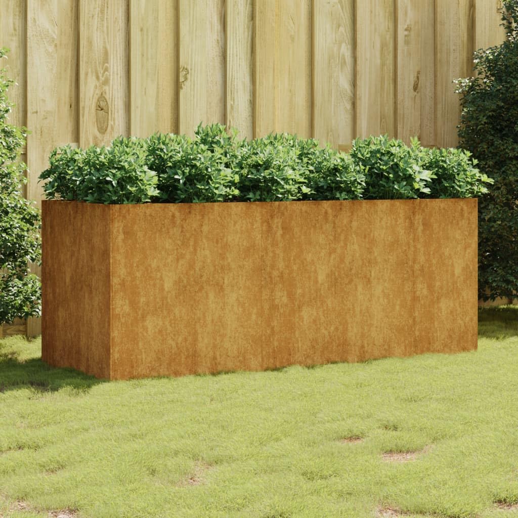 Jardinera elevada de jardín de acero Corten 200 x 80 x 80 cm, cama de cultivo con diseño de fondo abierto para drenaje, ideal para plantas, verduras y hierbas aromáticas,