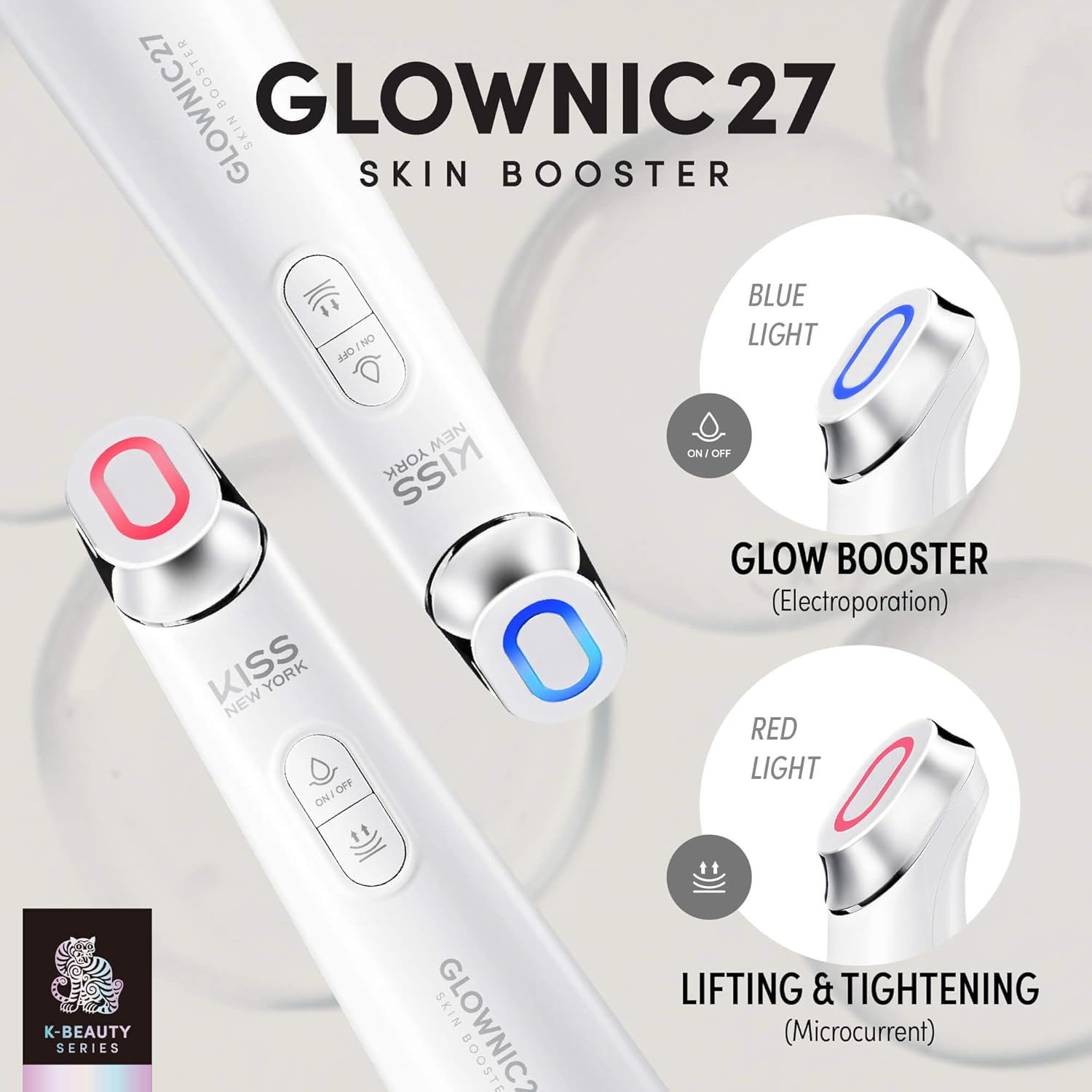 KISS NEW YORK GLOWNIC27 Facial Beauty Device, Microcurrent Glass Glow Skin Booster for Enhancing Korean Skin Care Absorption and Ability to Lift, Improves Hydration Barrier, Elasticity, Even Tone - Image 2