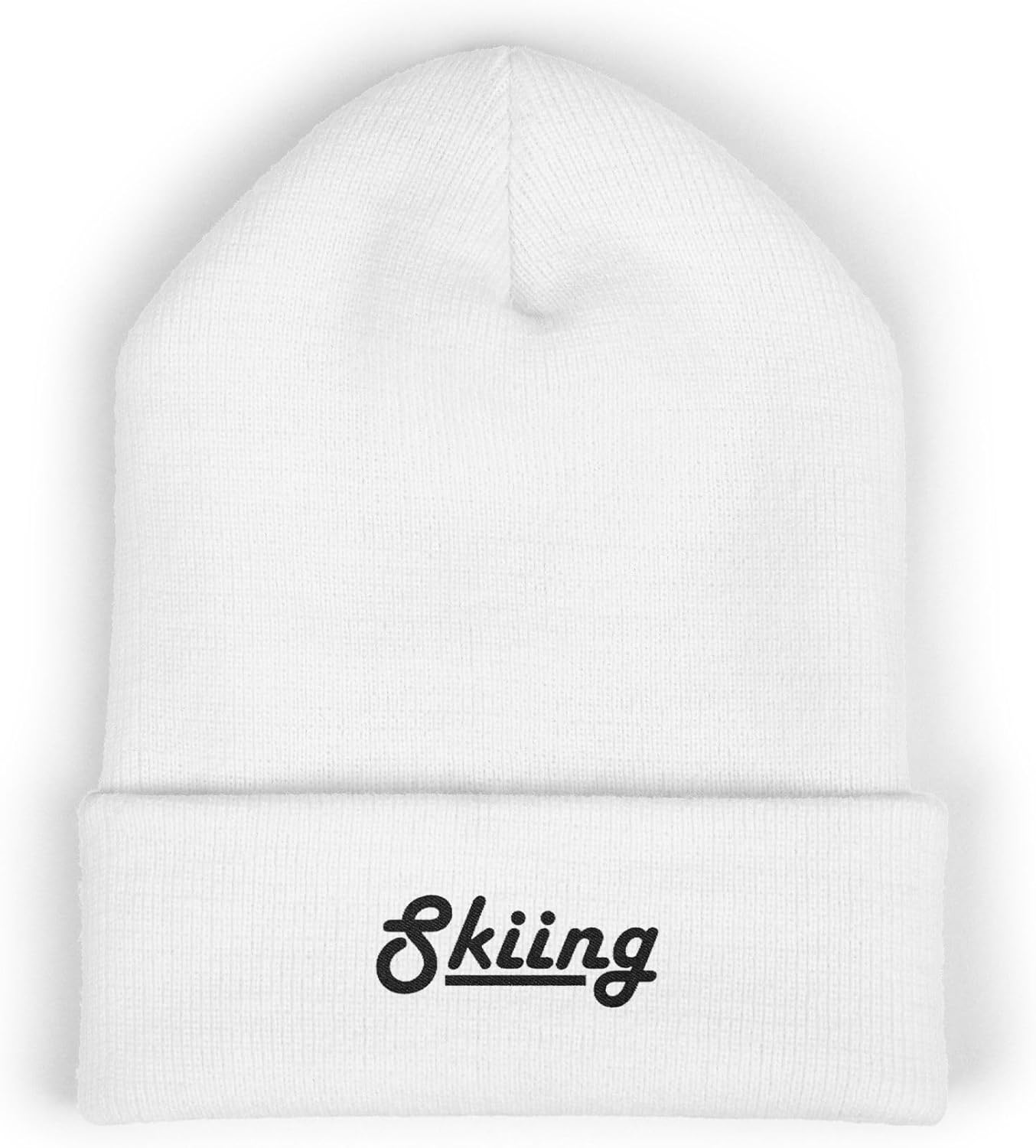 Premium Classic Cuffed Beanie Hat Gift - Skiing Embroidery Message