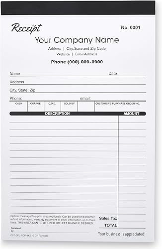 Miniatura 4 de Libros de recibos duplicados personalizados con el nombre de su empresa. 2 libros (100 juegos) numerados.