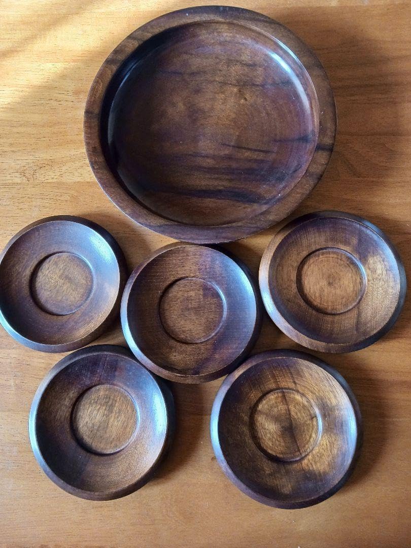 お菓子鉢 茶托5枚セット 山中漆器 天然木 ウレタン塗装
