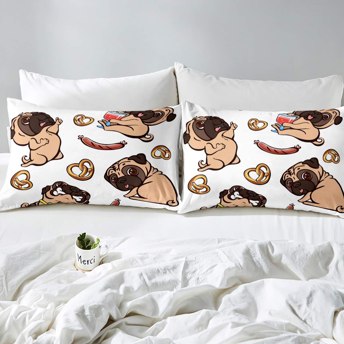 Manfei Set di biancheria da letto per letto singolo, con stampa animalier ad acquerello, 2 pezzi, per bambini, ragazzi e ragazze, decorazione per la stanza, copripiumino con 1 federa, morbido
