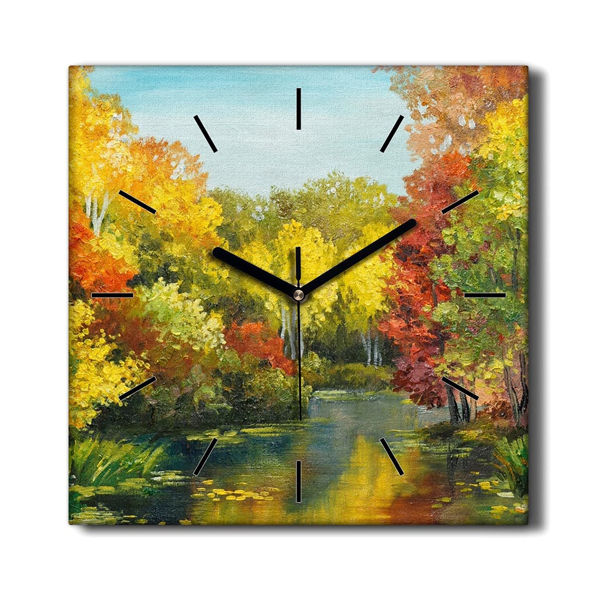 Horloge sur Toile 30x30cm Coloray sans tic-tac avec motif arbre et forêt pour le salon