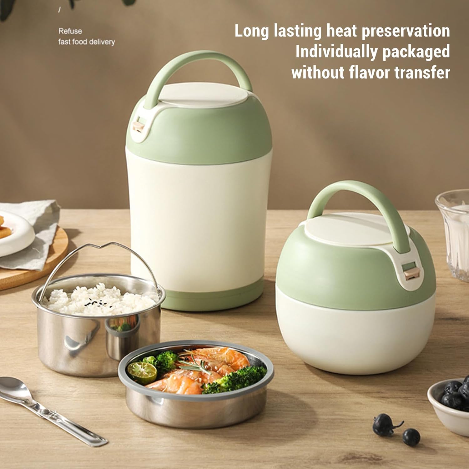 TOPINCN Insulated Vacuum Food Jar, 304 Stainless Steel Vacuum Insulated Food Container Leakproof Soup Lunch Container Portable Insulated Lunch Box Hot Food Jar with Spoon for