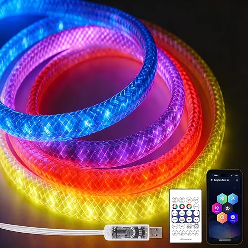 Miniatura 12 de iNextStation Tira de Luces LED de Neón de 6.56 pies, Luces de Cuerda LED RGB de Neón con IC Inteligente con Aplicación, Control Remoto y