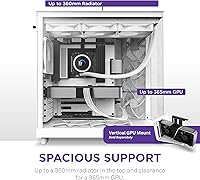 Vista 8 de NZXT H6 Flow CC-H61FW-01 Carcasa de aire de torre media de cámara dual compacta Paneles de vidrio panorámicos Paneles de alto rendimiento