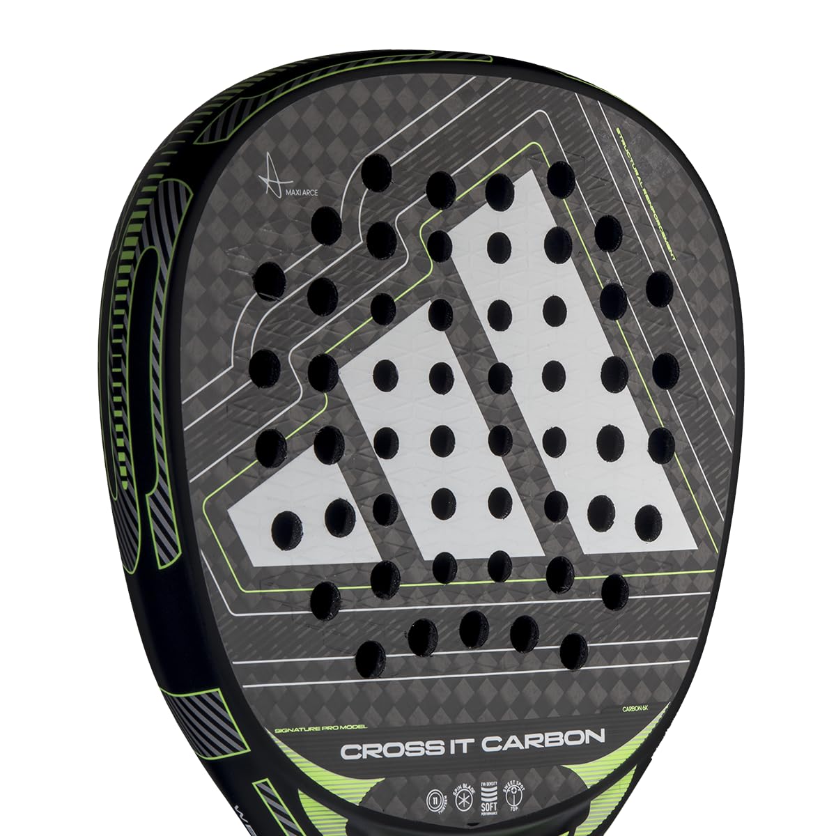 Pala de pádel adidas Cross IT Carbon 2026, Negra, Forma diamente,Goma eva Soft Performance,Fibra Carbono aluminizado 6k