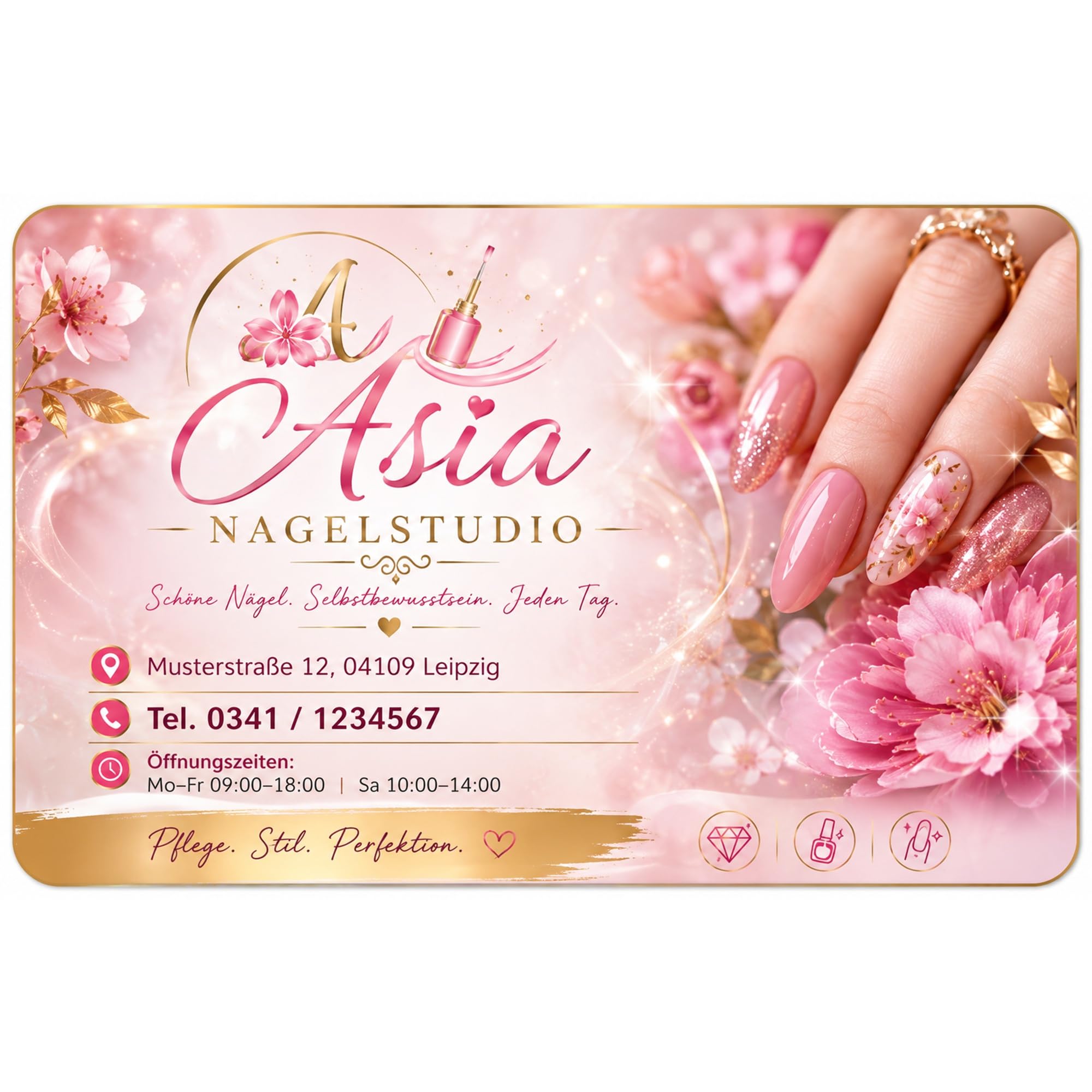 Terminkarte Nagelstudio mit Wunschdaten, 250 Stück, Terminplan 85 x 55 mm