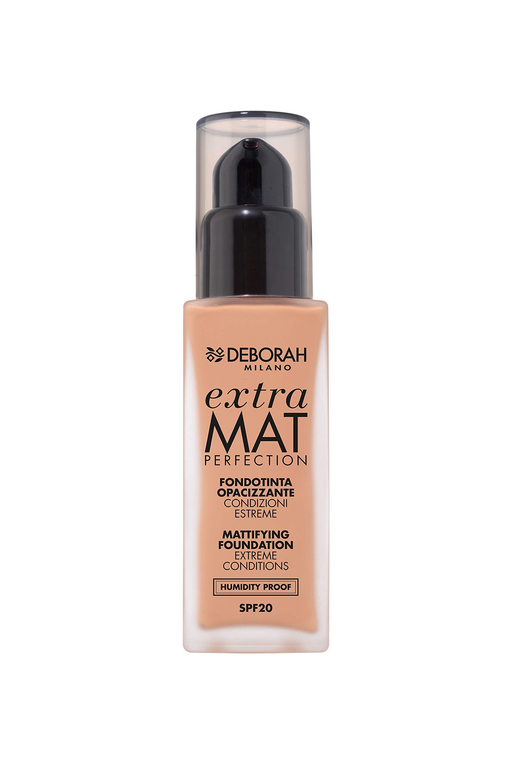 Deborah Extra Mat Perfection Foundation N.3.1 Light Gold Finish Opaque, No Transfer Texture and Humidity Proof, SPF20, 30 ml