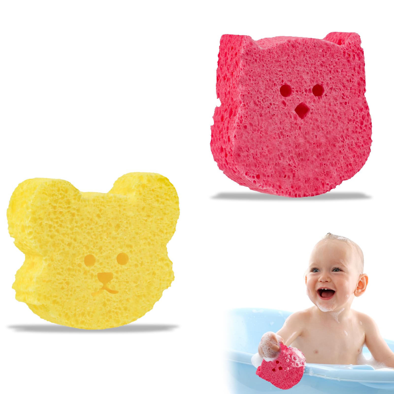 Aolso Esponja Baño Bebe,2PCS Esponja Baño Niños,Esponja Baño Infantil,Esponja Ducha Bebe,Esponja Ducha Niños,Esponja de Konjac para el Baño del Bebé,Esponjas Hidrófilas para Bebés uaves y Absorbentes
