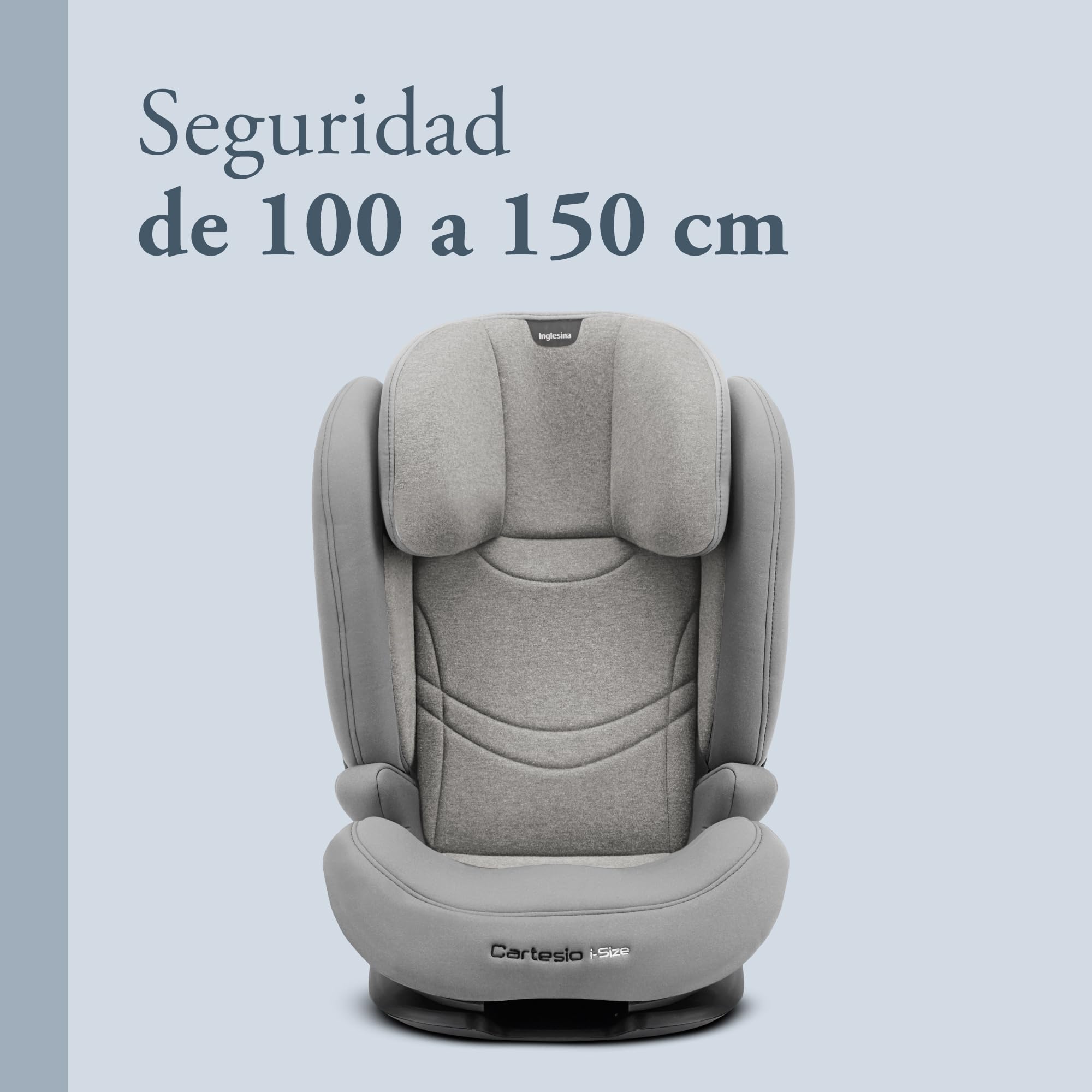 Inglesina Cartesio i-Size, Silla de coche Isofix, para Niños de 3 a 12 años aproximadamente, de 100 a 150 cm, color Moon Grey